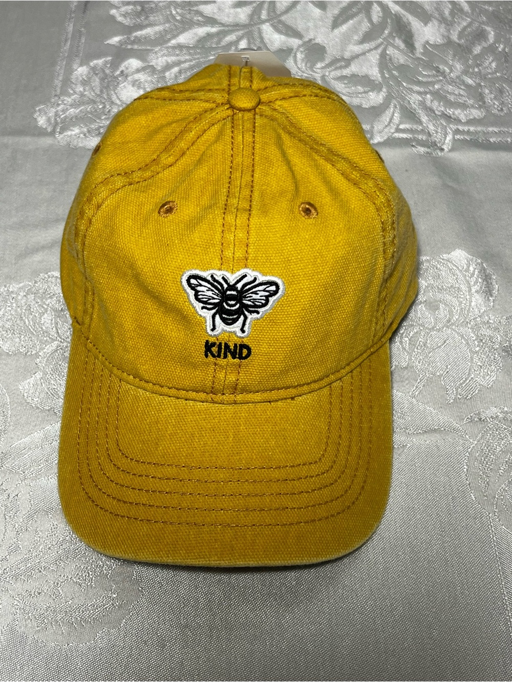 Time and Tru Mustard Yellow Bee Patch Cap One-Size Adjustable